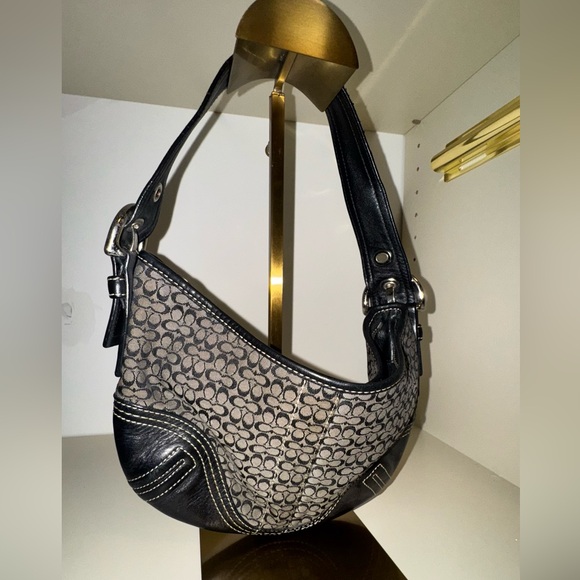 COACH Black Signature C HOBO Shoulder Bag - Leather - Picture 2 of 5